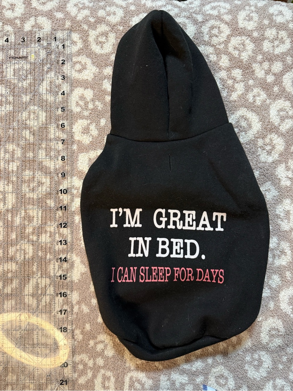 Black Novelty Pet Hoodie with Bold Sleep Slogan